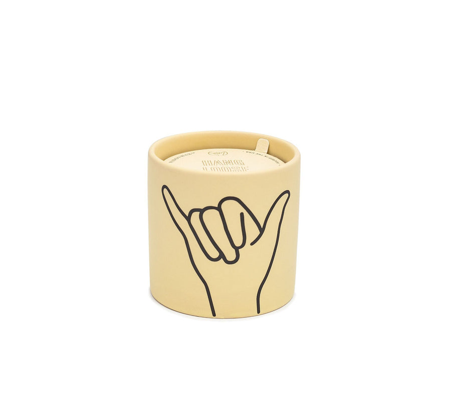 Candle Hang Loose Yellow Ceramic - Ocean Rose + Bay (163g)