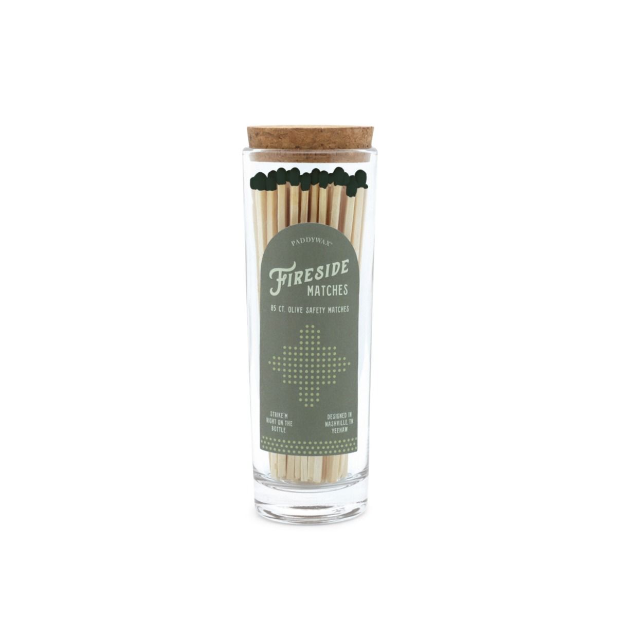 85 Fireside Tall Safety Matches - Olive Green