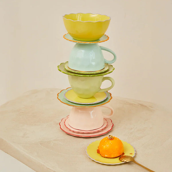 Good Morning Cup Cappuccino/Tea sculpted Celadon (2 stuks)