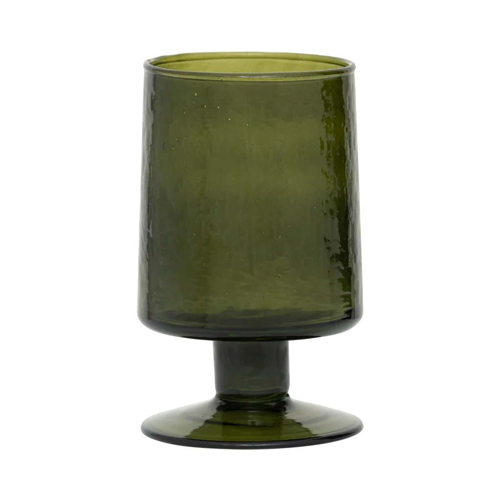 Wijnglas gehamerd bananenpalmgroen (set van 4)