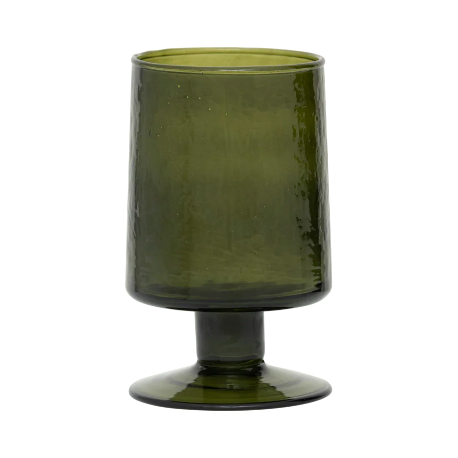 Wijnglas gehamerd bananenpalmgroen (set van 4)
