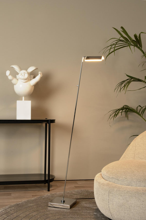 Lucide AARON dimbare LED-leesvloerlamp 12 W, 2700–4000 K, chroom