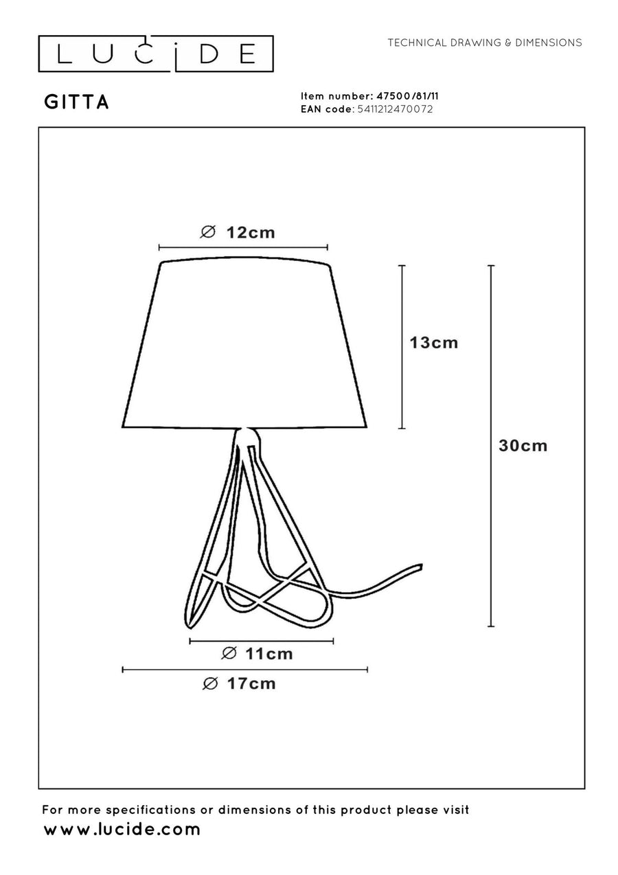 Lucide GITTA tafellamp Ø 17 cm, E14, chroom
