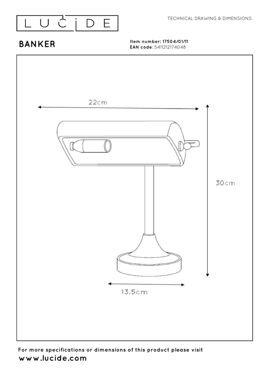 Lucide BANKER bureaulamp E14, chroom