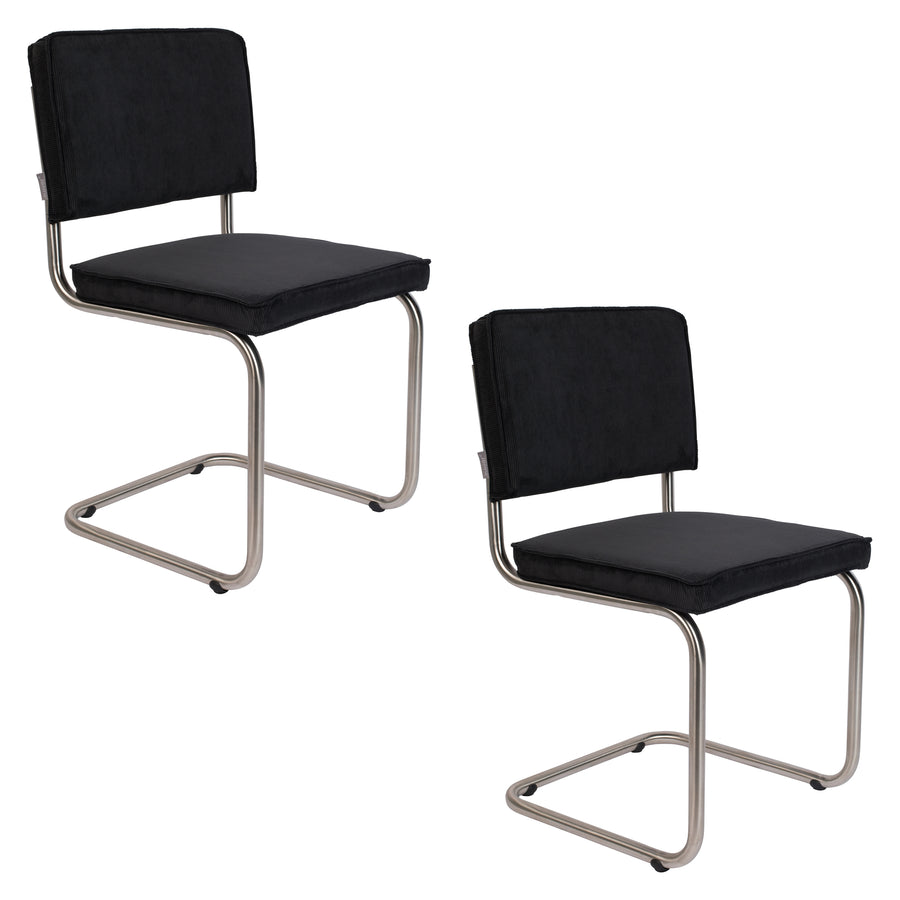Stoel Ridge Brushed Rib Zwart 7a (set van 2)