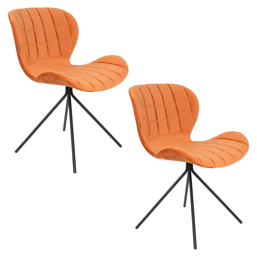 Stoel Omg Fluweel Oranje (set van 2)