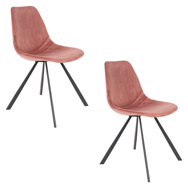 Stoel Franky Fluweel Oud Roze (set van 2)