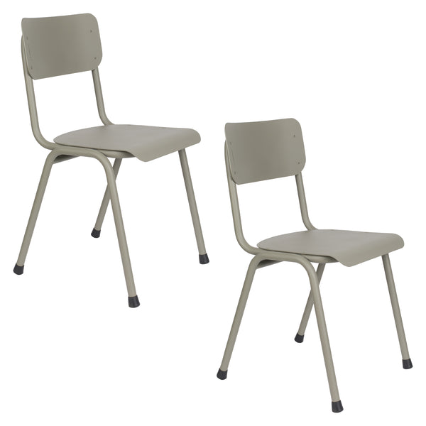 Stoel Rug To School Buiten Mos Grijs (set van 2)