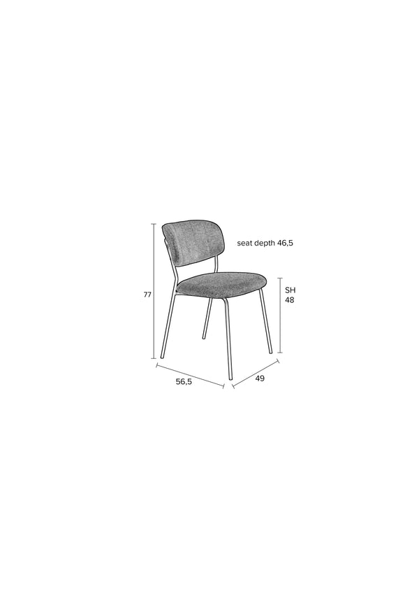 Stoel Jolien Zwart/Grijs Fr (set of 2)