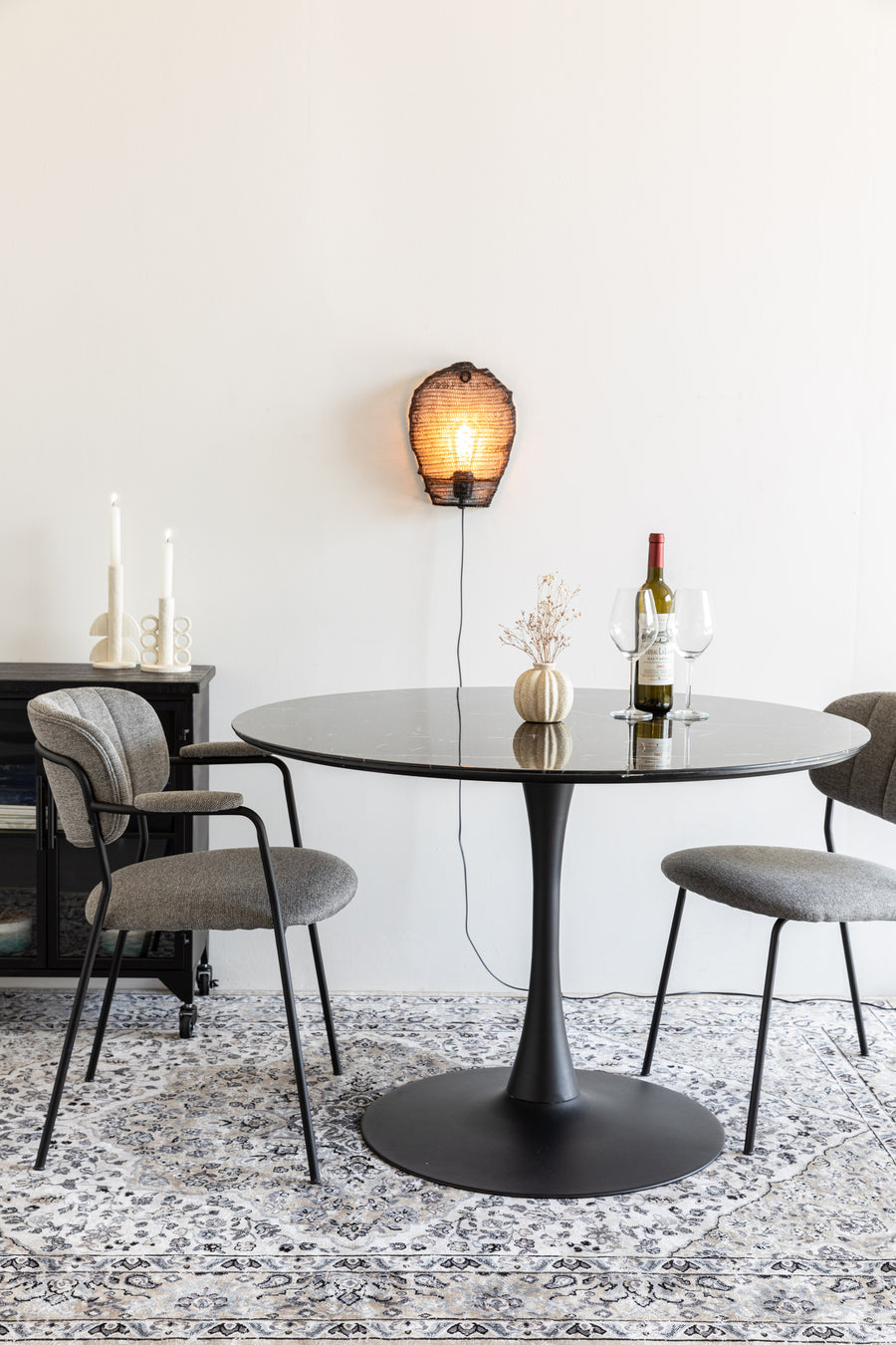 Stoel Jolien Zwart/Grijs Fr (set of 2)