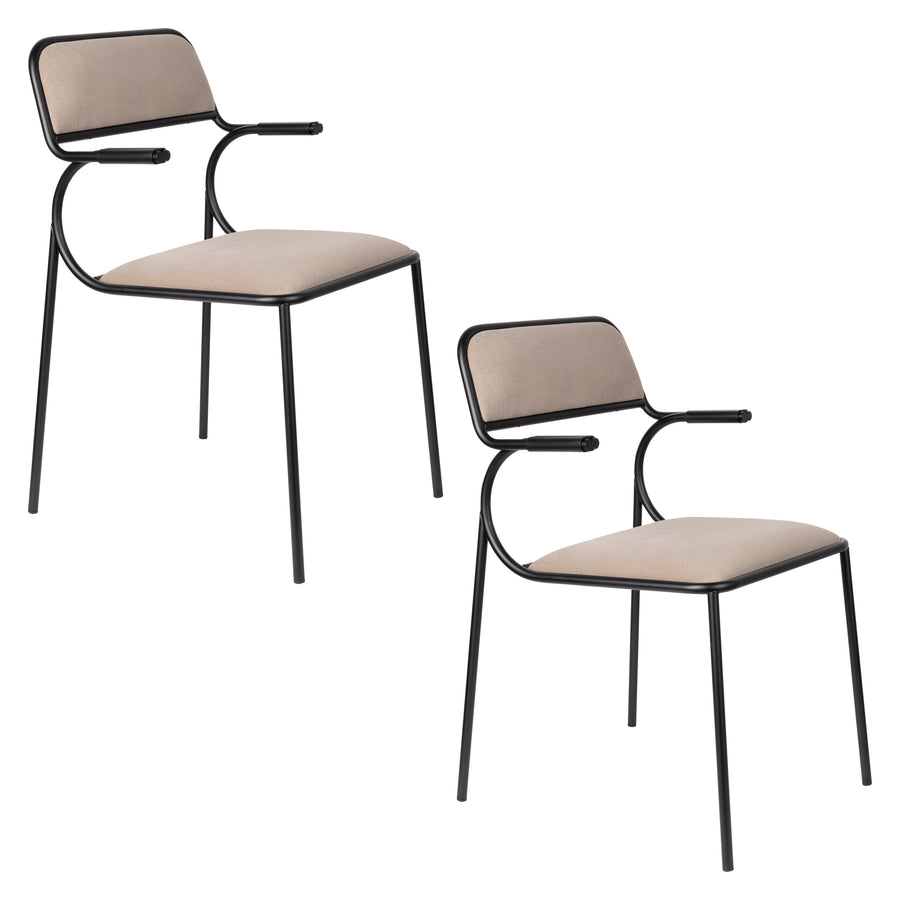 Alba armstoel zwart/beige (set of 2)
