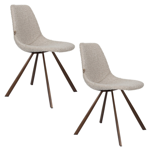 Franky eetkamerstoel bouclé beige (set of 2)