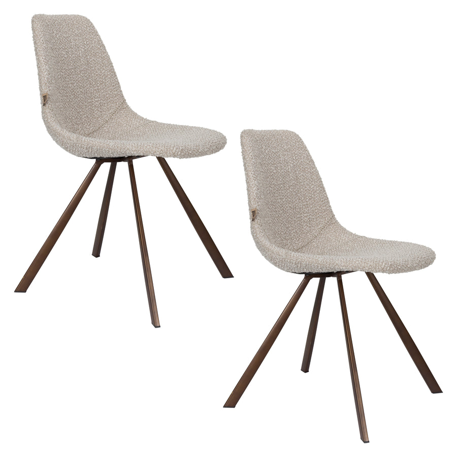 Franky eetkamerstoel bouclé beige (set of 2)