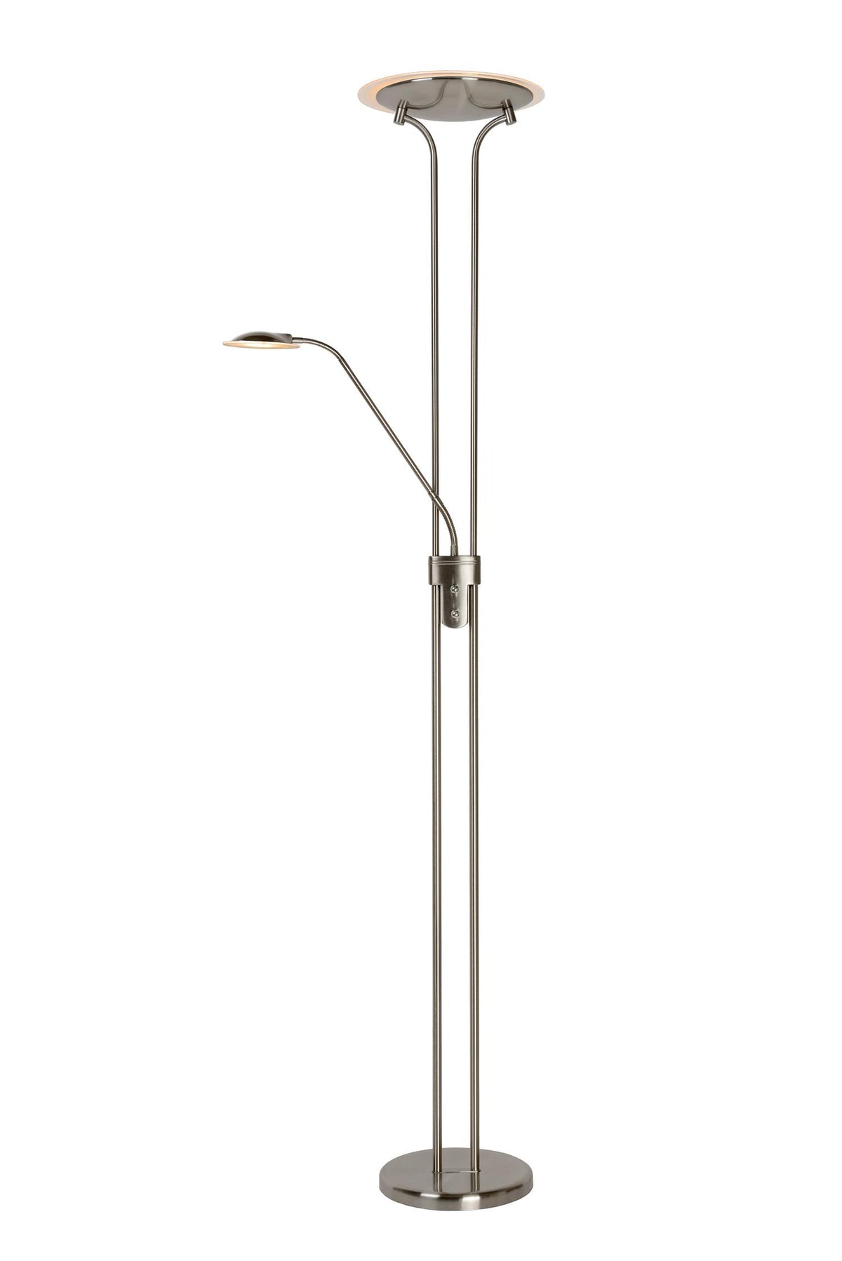 Lucide CHAMPION-LED dimbare LED-leesvloerlamp Ø 30 cm, satijnchroom