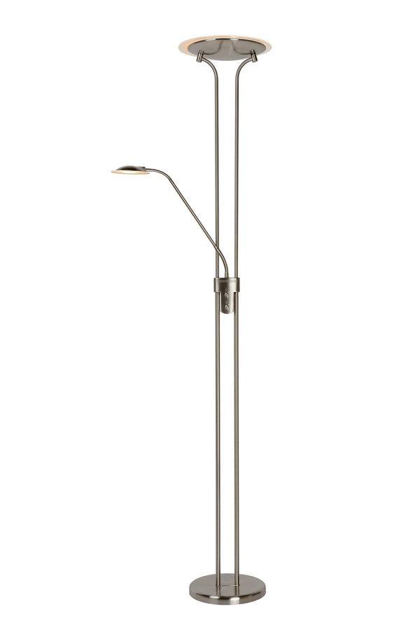 Lucide CHAMPION-LED dimbare LED-leesvloerlamp Ø 30 cm, satijnchroom
