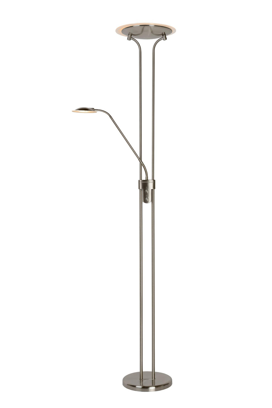 Lucide CHAMPION-LED dimbare LED-leesvloerlamp Ø 30 cm, satijnchroom
