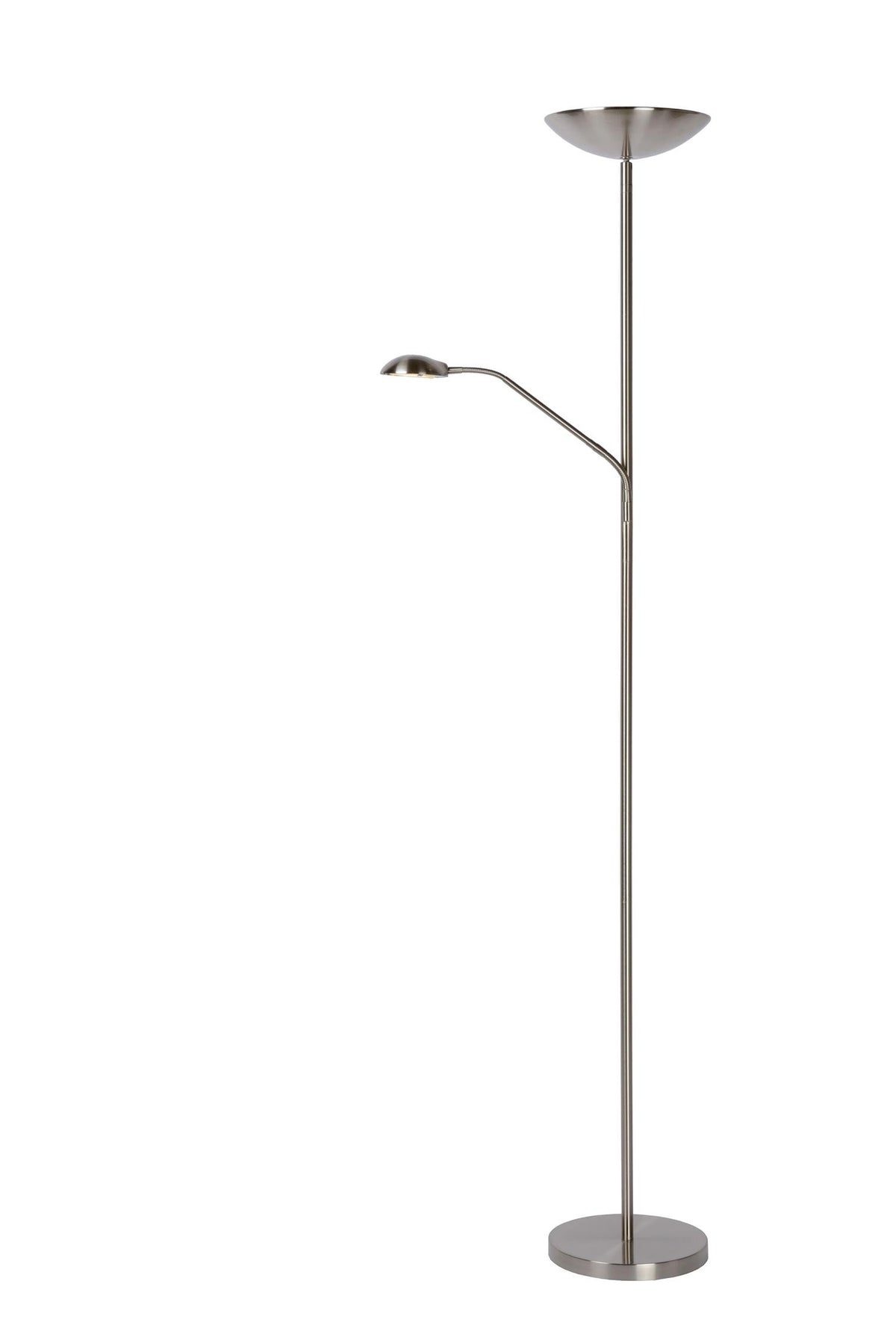 Lucide ZENITH dimbare LED-leesvloerlamp satijnchroom