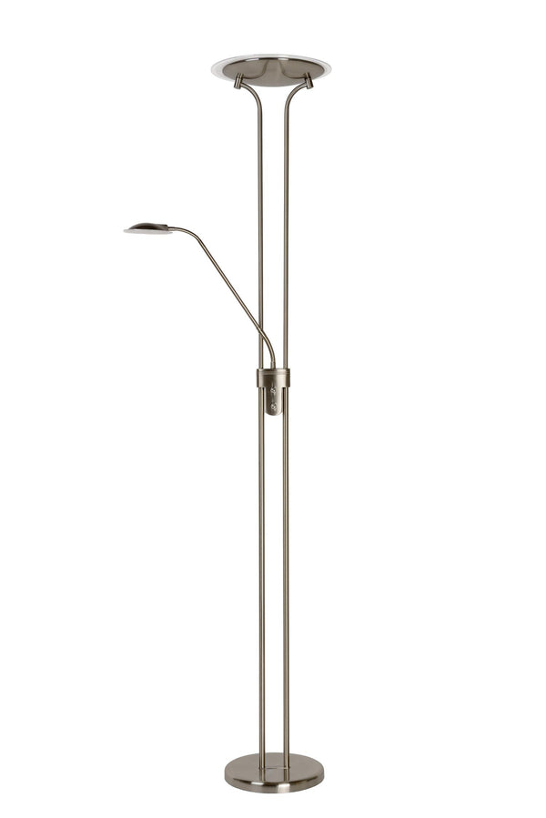 Lucide CHAMPION-LED dimbare LED-leesvloerlamp Ø 30 cm, satijnchroom