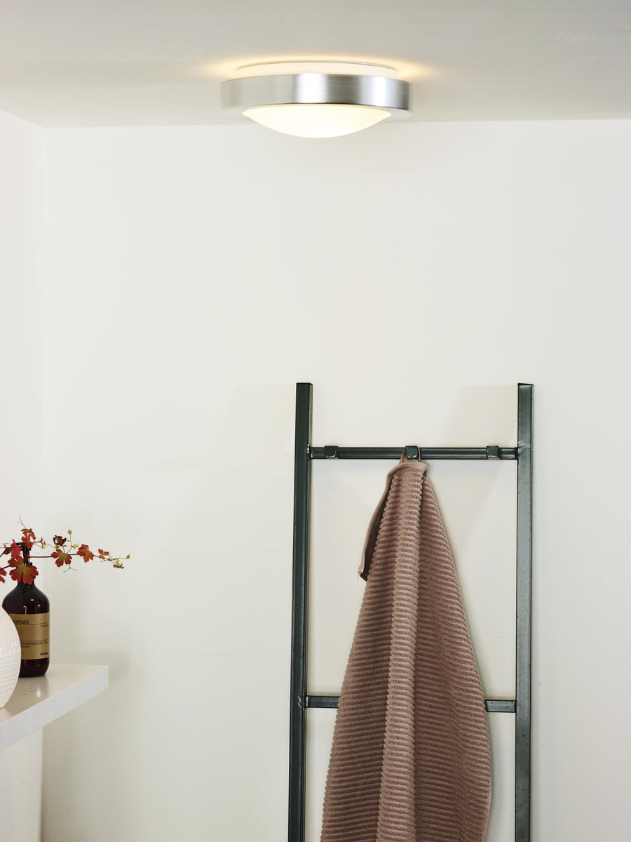 Lucide FRESH plafondlamp voor de badkamer Ø 27 cm, E27, IP44, satijnchroom