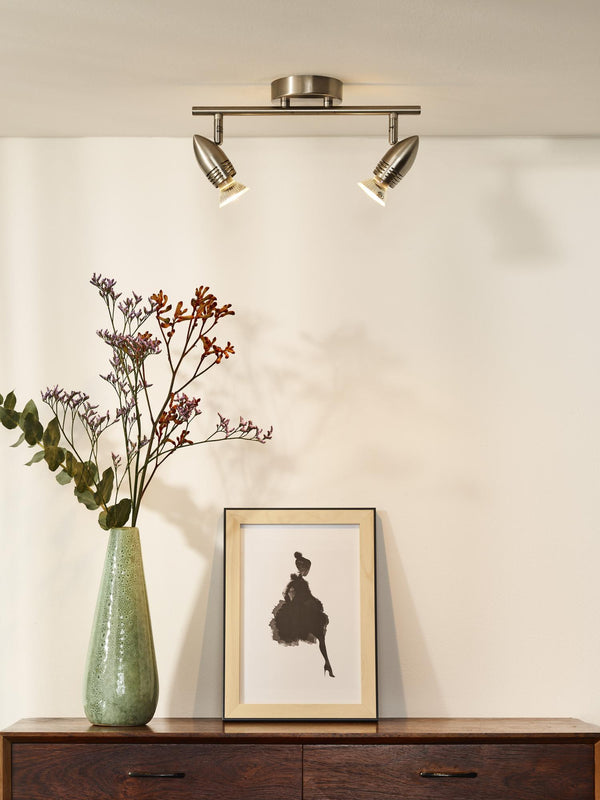 Lucide CARO-LED plafondspot 2 × GU10, 2 × 5 W, satijnchroom