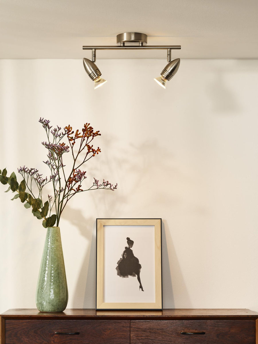Lucide CARO-LED plafondspot 2 × GU10, 2 × 5 W, satijnchroom
