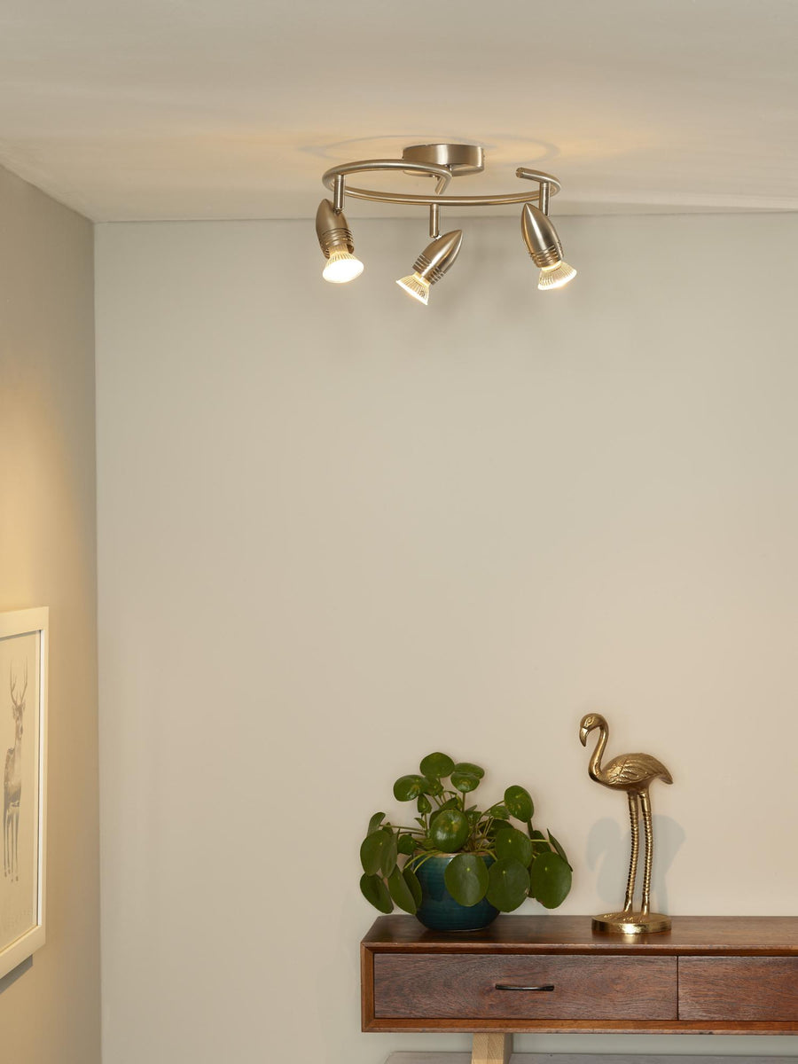 Lucide CARO-LED plafondspot Ø 31 cm, 3 × GU10, 3 × 5 W, satijnchroom
