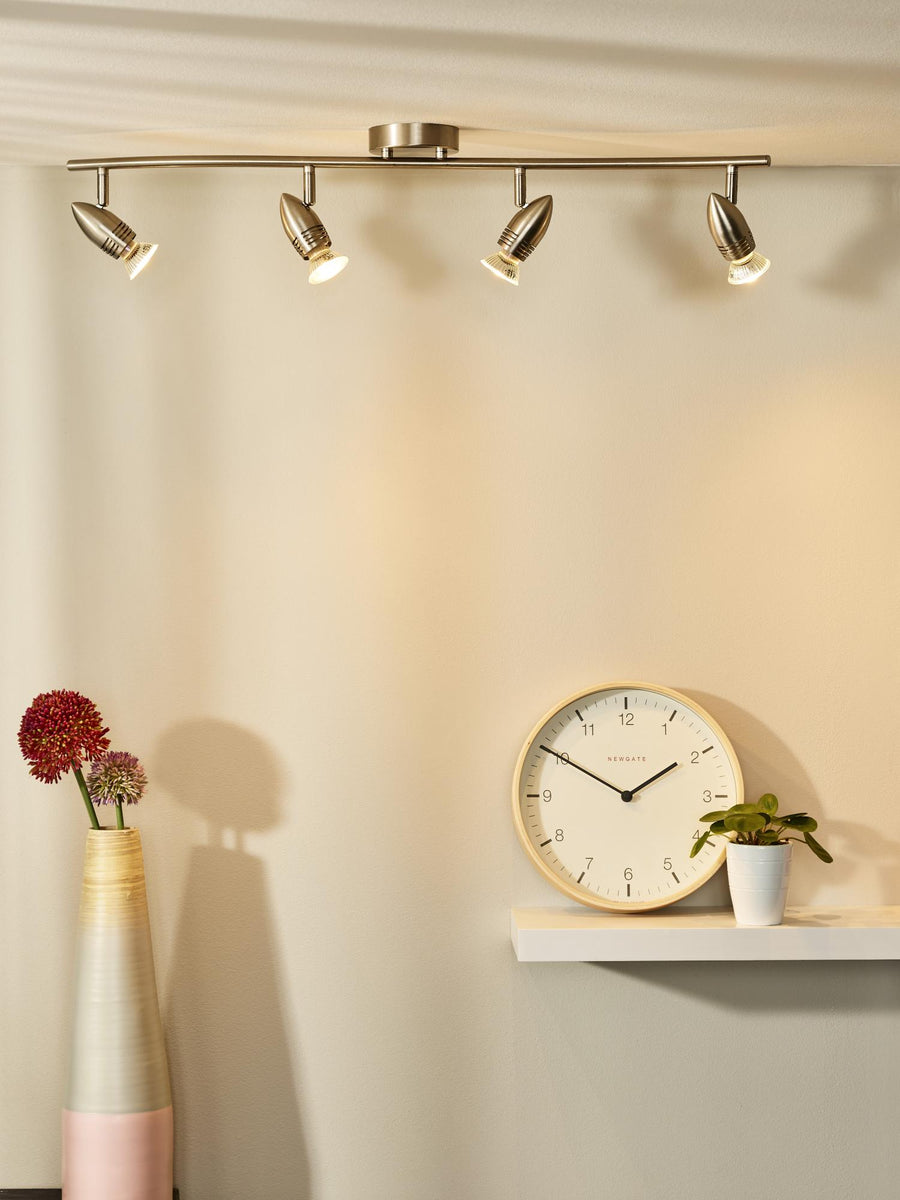 Lucide CARO-LED plafondspot 4 × GU10, 4 × 5 W, satijnchroom