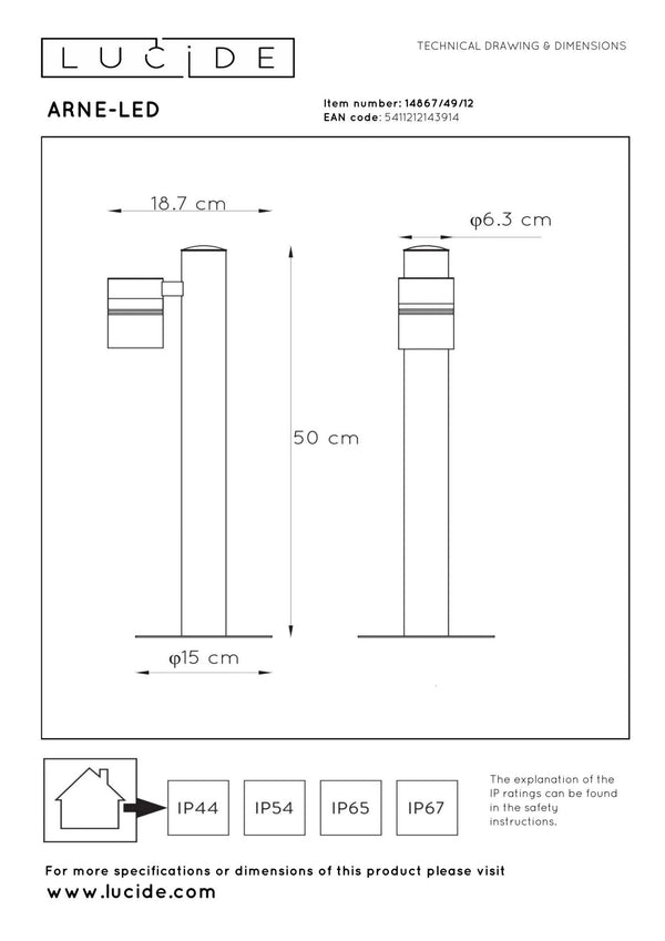 Lucide ARNE-LED paallamp Ø 6,3 cm, 5 W, IP44, satijnchroom