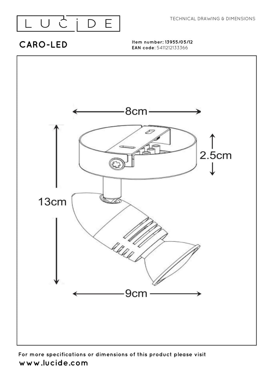 Lucide CARO-LED plafondspot Ø 9 cm, GU10, 5 W, satijnchroom