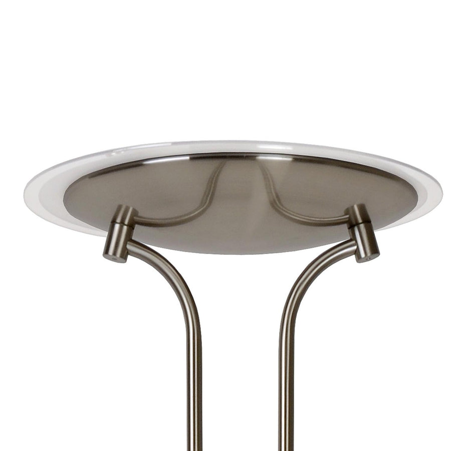 Lucide CHAMPION-LED dimbare LED-leesvloerlamp Ø 30 cm, satijnchroom