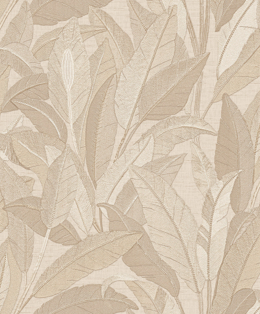 Renaissance 2 - embroidered leaves beige – hoofdafbeelding