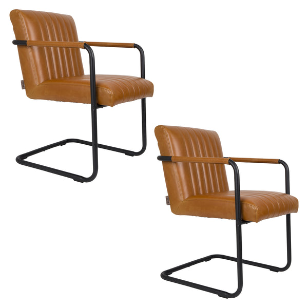 Fauteuil Stitched Cognac (set van 2)