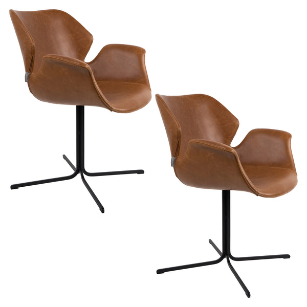 Fauteuil Nikki Alles Bruin (set van 2)
