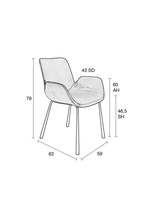Fauteuil Brit Donker Grijs (set van 2)