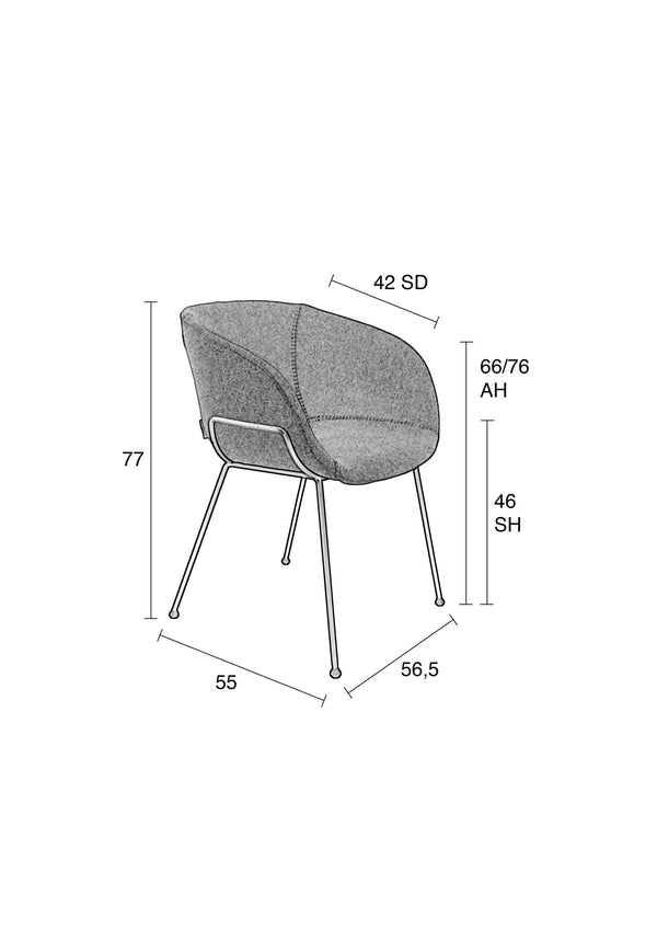 Fauteuil Feston Fab Grijs (set van 2)