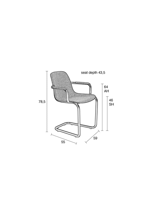 Fauteuil Thirsty Graphite Grijs (set van 2)