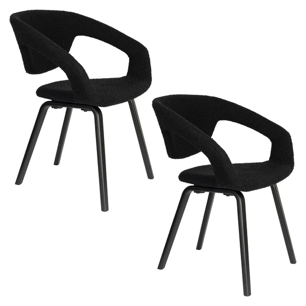 Flexback eetkamerstoel armleuning zwart (set of 2)