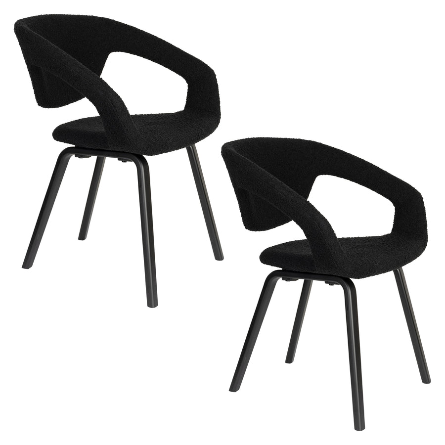 Flexback eetkamerstoel armleuning zwart (set of 2)