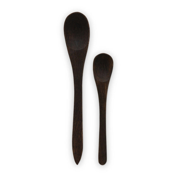 Set/2 Spoons Acacia Wood Black 18x3.5x1.5/14x3x1.5cm