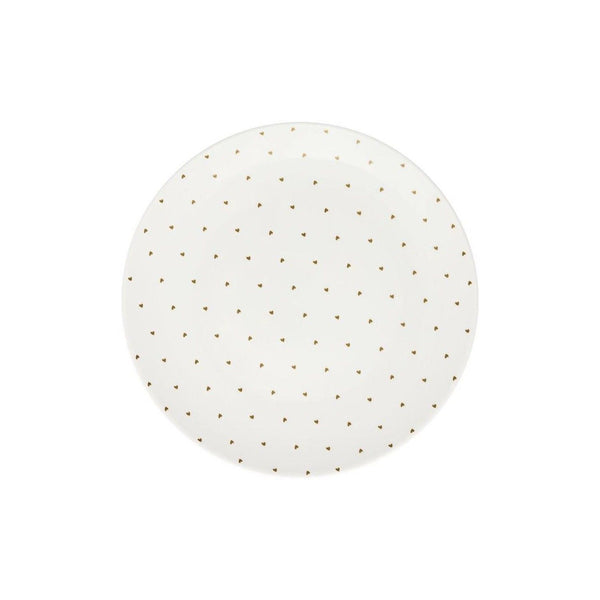 Plate White Golden Hearts 25.5cm