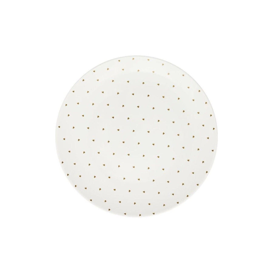 Plate White Golden Hearts 25.5cm