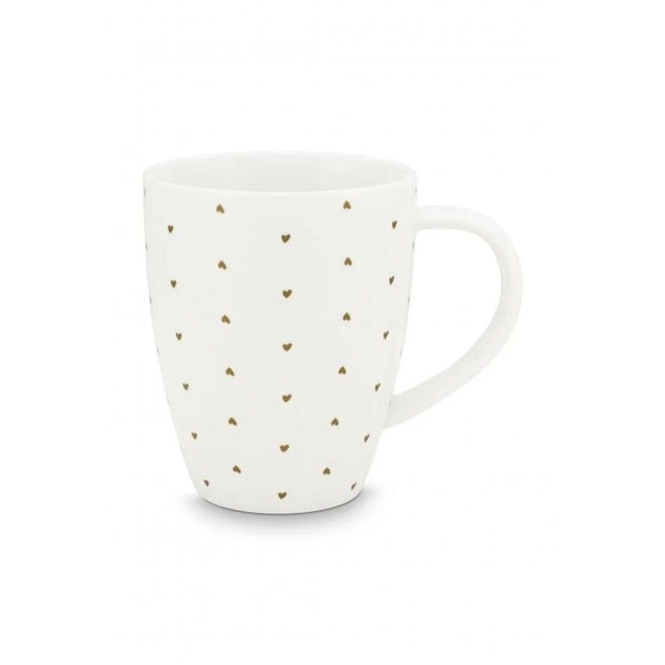 XL Mug with Ear White Golden Hearts 400ml