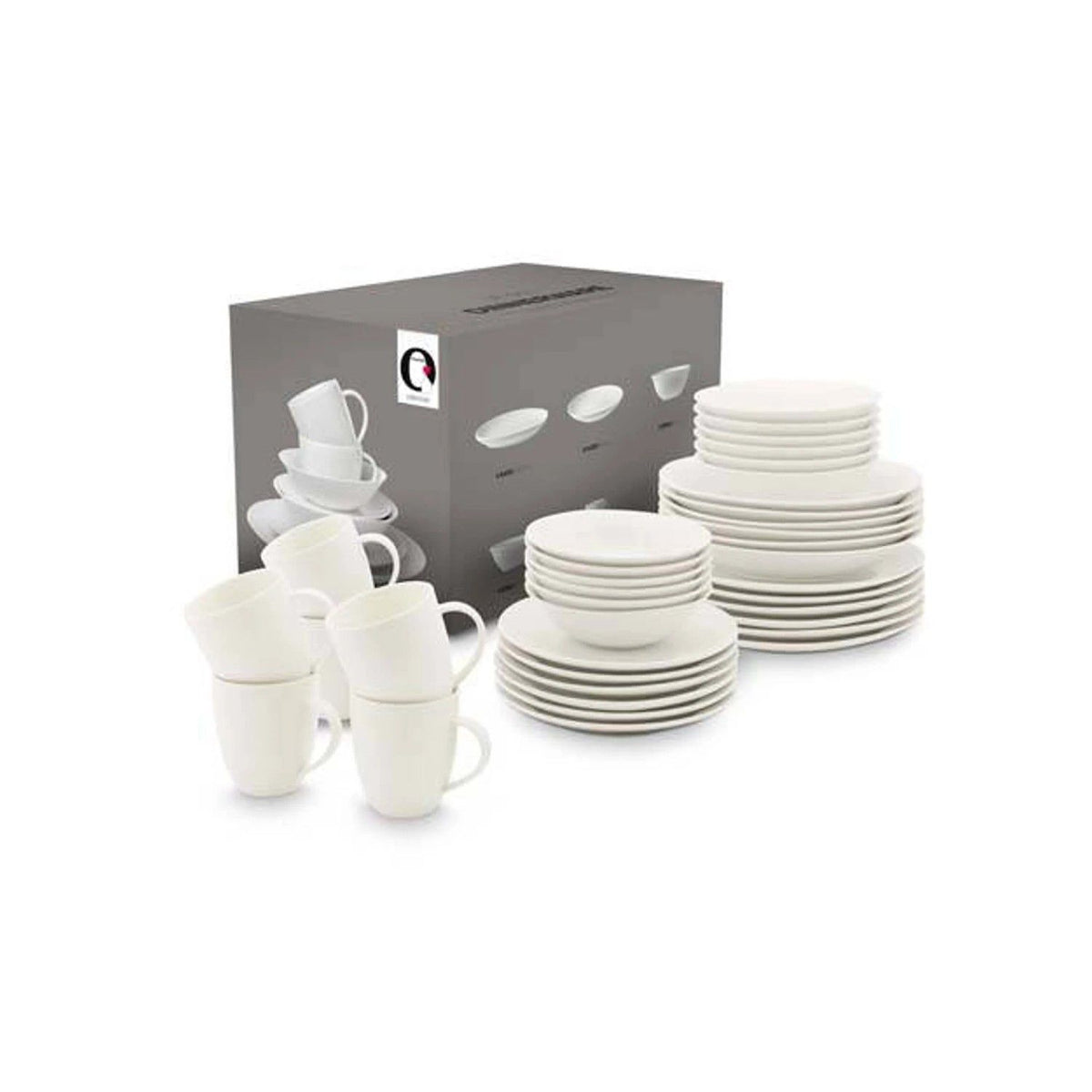 Set/36 Dinnerware Raw White