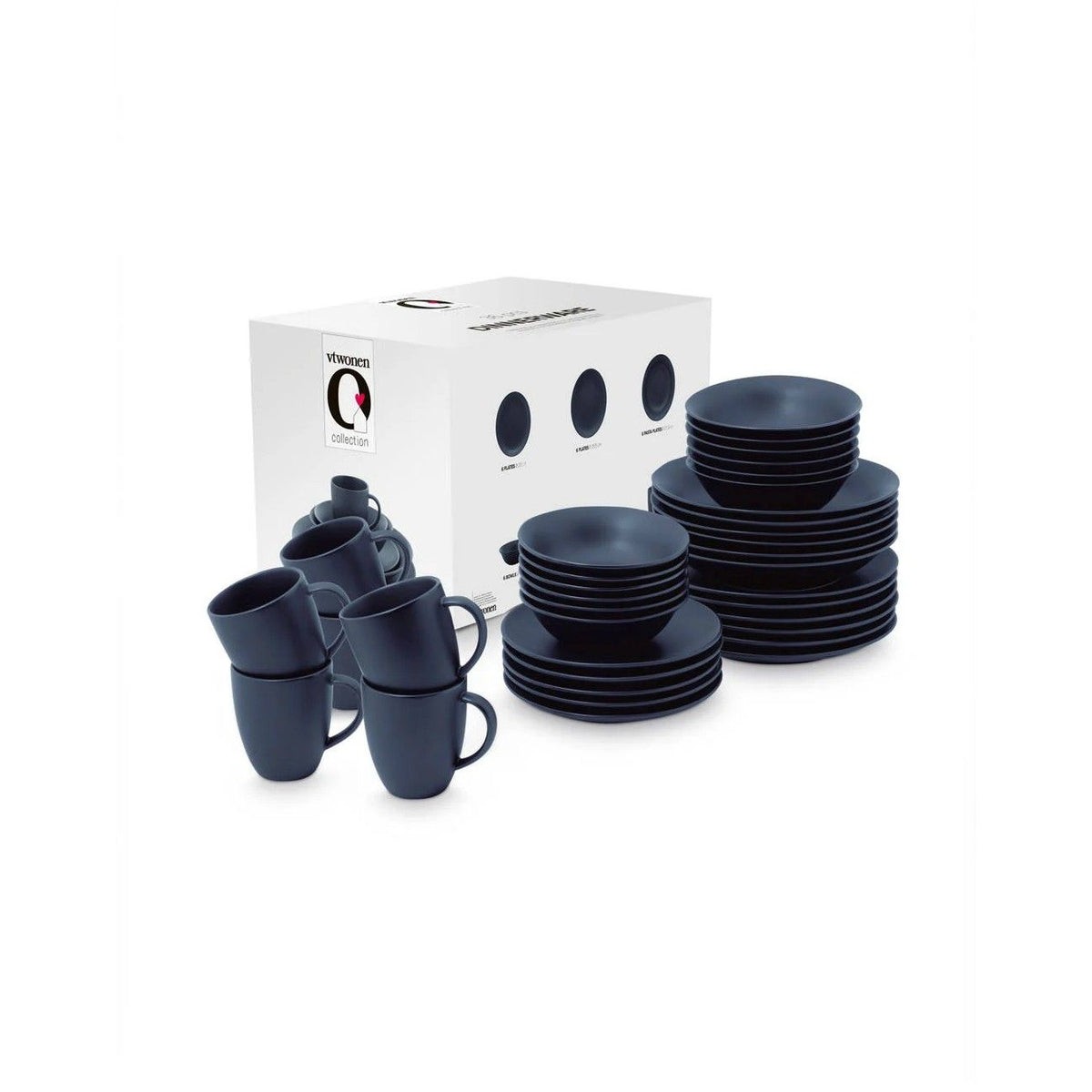 Set/36 Dinnerware Raw Matt Blue