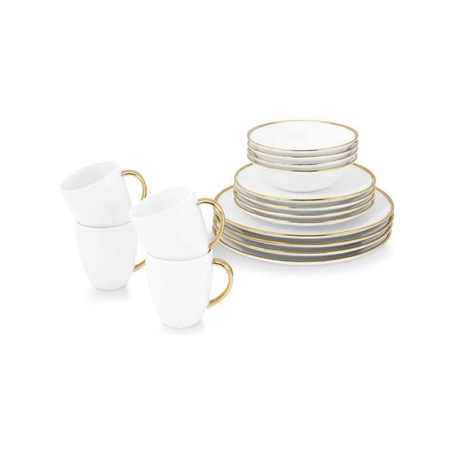 Set/16 Dinnerware Raw White Gold