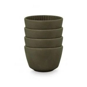 Set/4 High Bowls Relievo Dark Green 12.5cm