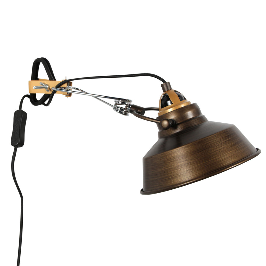 Klem-wandlamp nove 1320br bronskleurige kap 18cm