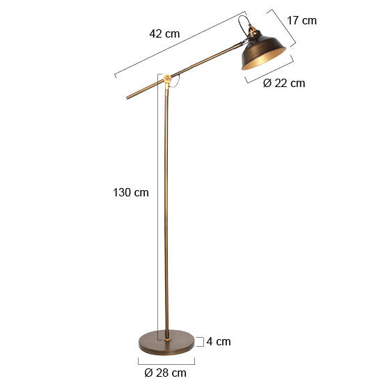Bronzen vloerlamp nove 1322br met goudkleurige details e27