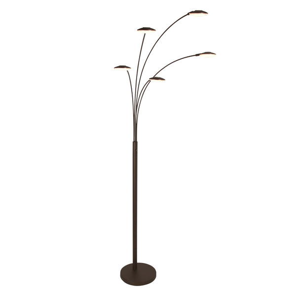 5-lichts vloerlamp synna 1327ca – cacao kleurige led booglamp met dimfunctie