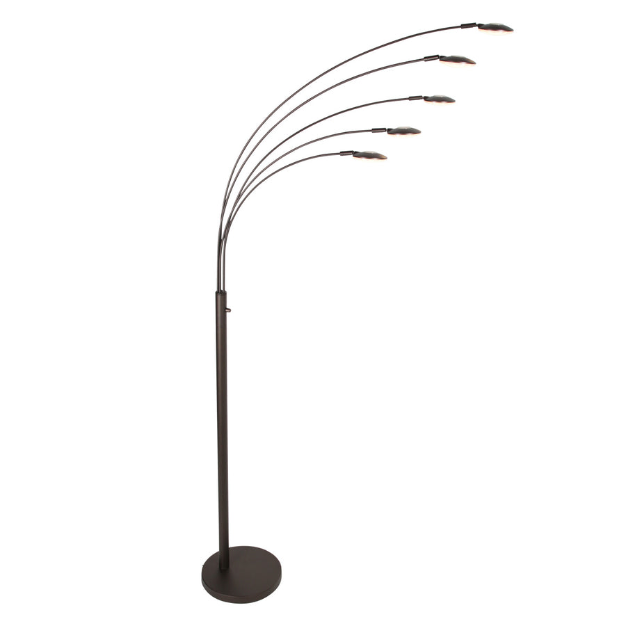 5-lichts vloerlamp synna 1327ca – cacao kleurige led booglamp met dimfunctie